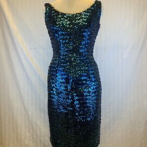 Vintage 60's Ted Baker  blue sequin dress